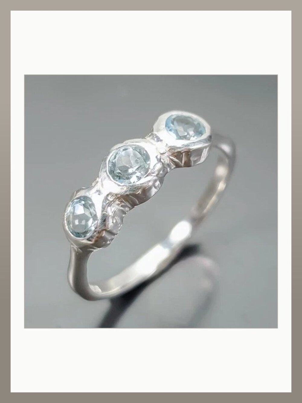 RING Blue Topaz 925 Size 6.5